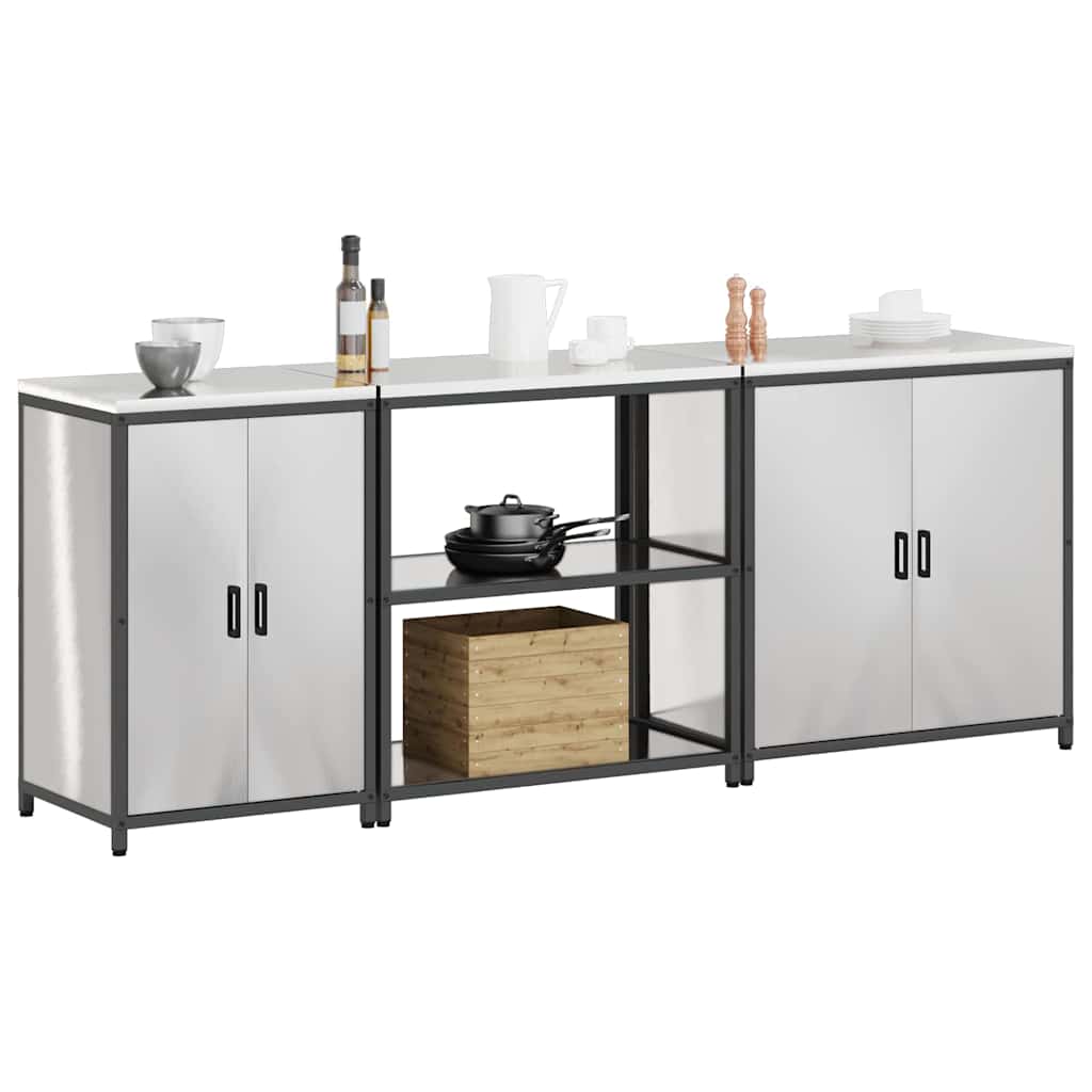 Ensemble de rangement cuisine 3 pcs Argent 240 x 50 x 92 cm