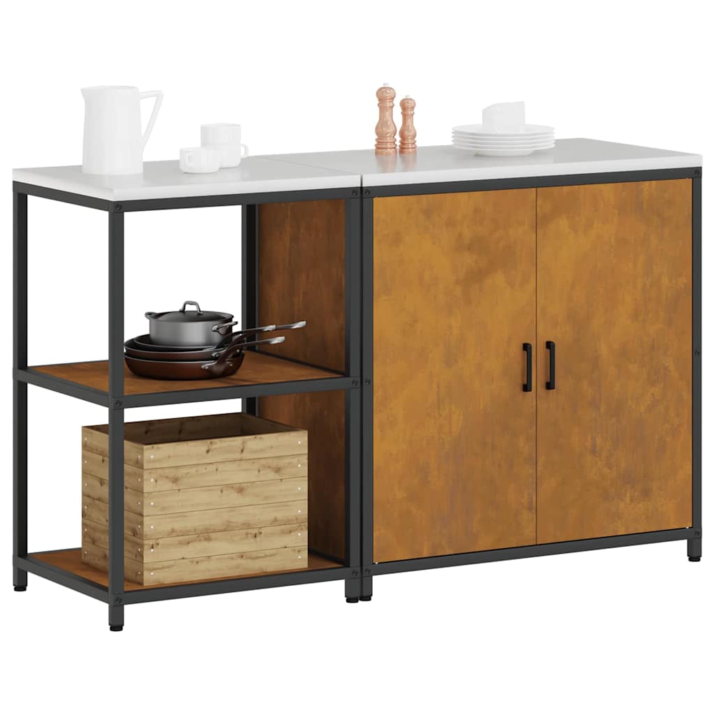 Ensemble de rangement cuisine 2 pcs Rouillé 150 x 50 x 92 cm