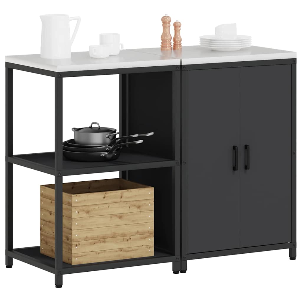 Ensemble de rangement cuisine 2 pcs Noir 120 x 50 x 92 cm