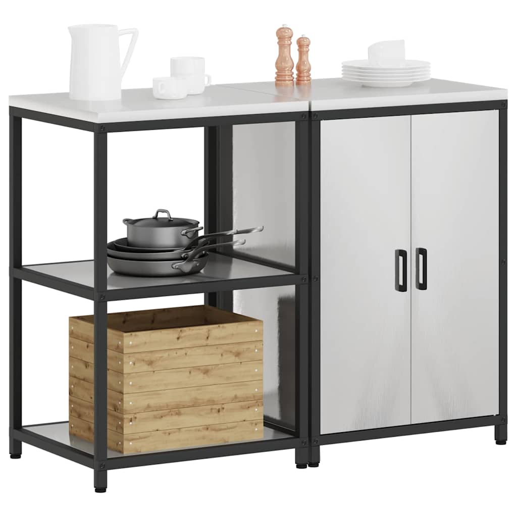 Ensemble de rangement cuisine 2 pcs Argent 120 x 50 x 92 cm