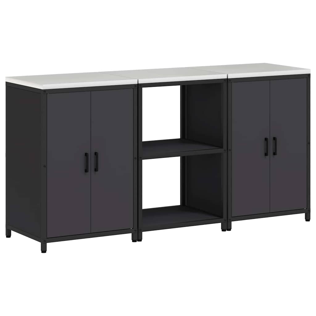 Ensemble de rangement cuisine 3 pcs Noir 180 x 50 x 92 cm
