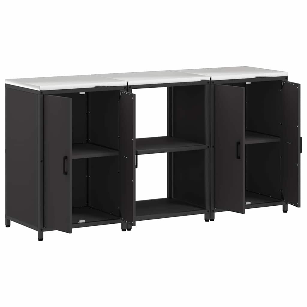 Ensemble de rangement cuisine 3 pcs Noir 180 x 50 x 92 cm