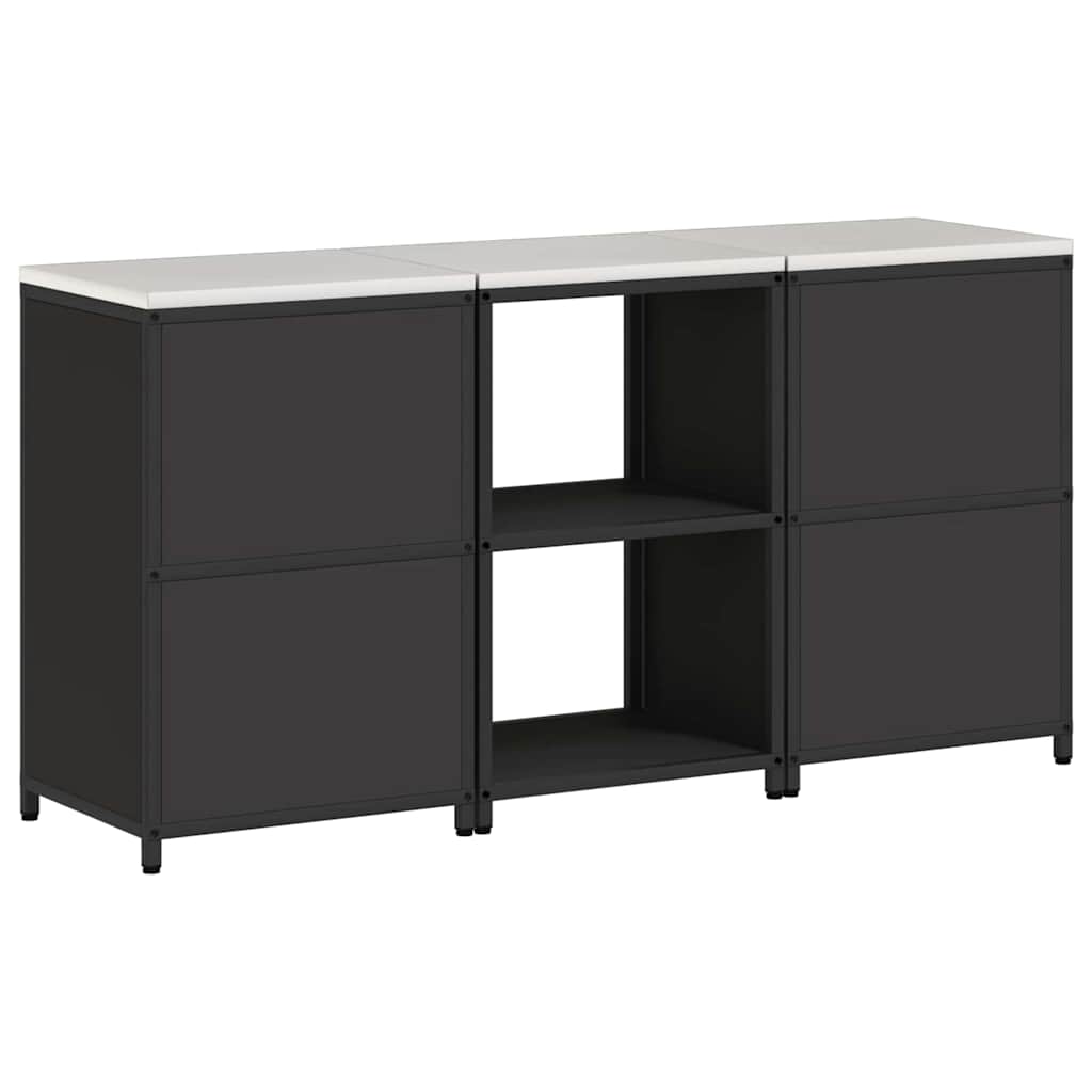 Ensemble de rangement cuisine 3 pcs Noir 180 x 50 x 92 cm