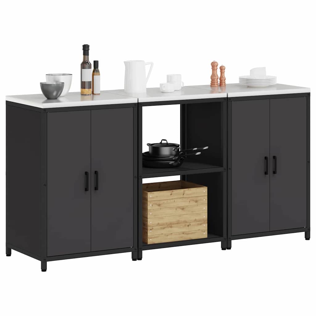 Ensemble de rangement cuisine 3 pcs Noir 180 x 50 x 92 cm