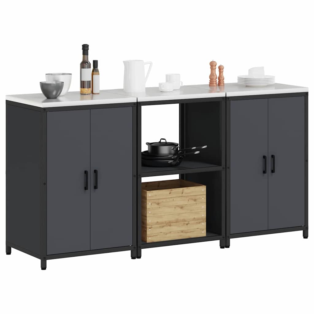 Ensemble de rangement cuisine 3 pcs Anthracite 180 x 50 x 92 cm