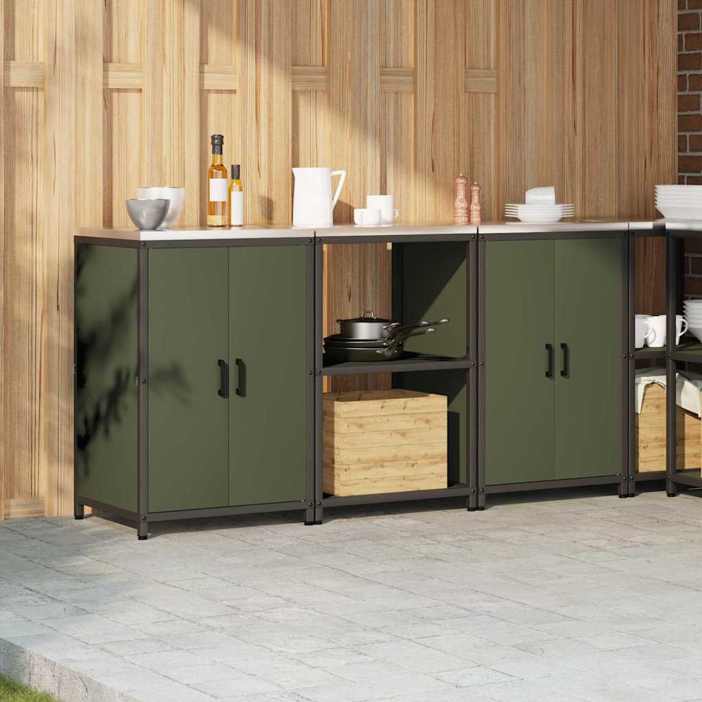 Ensemble de rangement cuisine 3 pcs Vert olive 180 x 50 x 92 cm