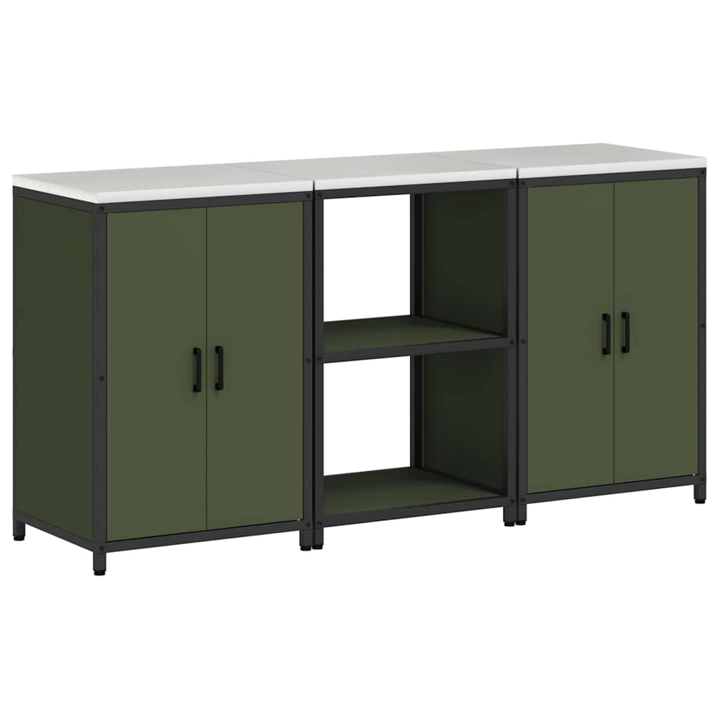 Ensemble de rangement cuisine 3 pcs Vert olive 180 x 50 x 92 cm