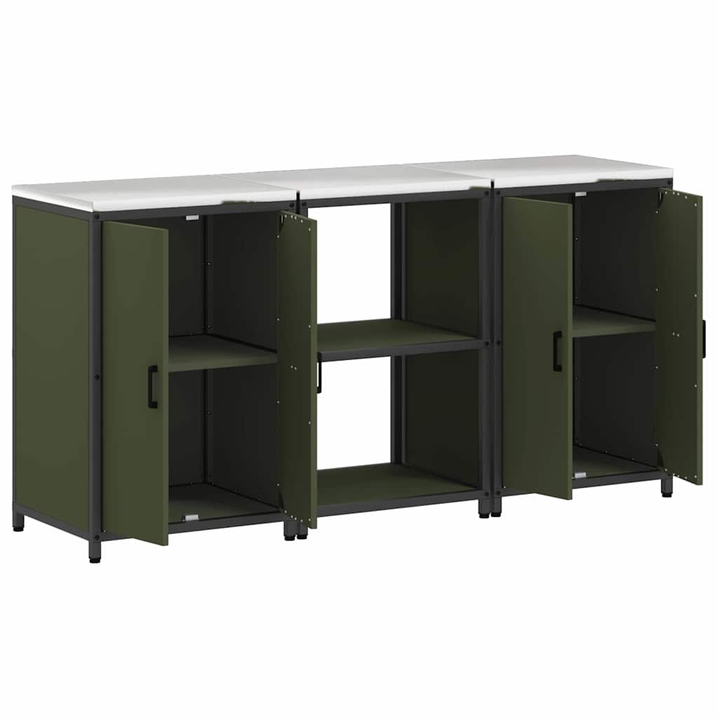 Ensemble de rangement cuisine 3 pcs Vert olive 180 x 50 x 92 cm