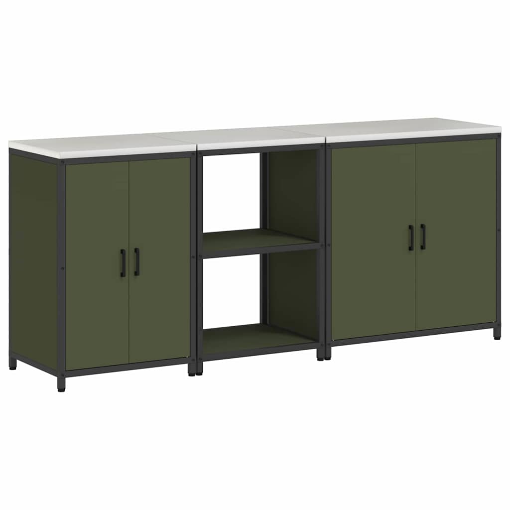 Ensemble de rangement cuisine 3 pcs Vert olive 210 x 50 x 92 cm