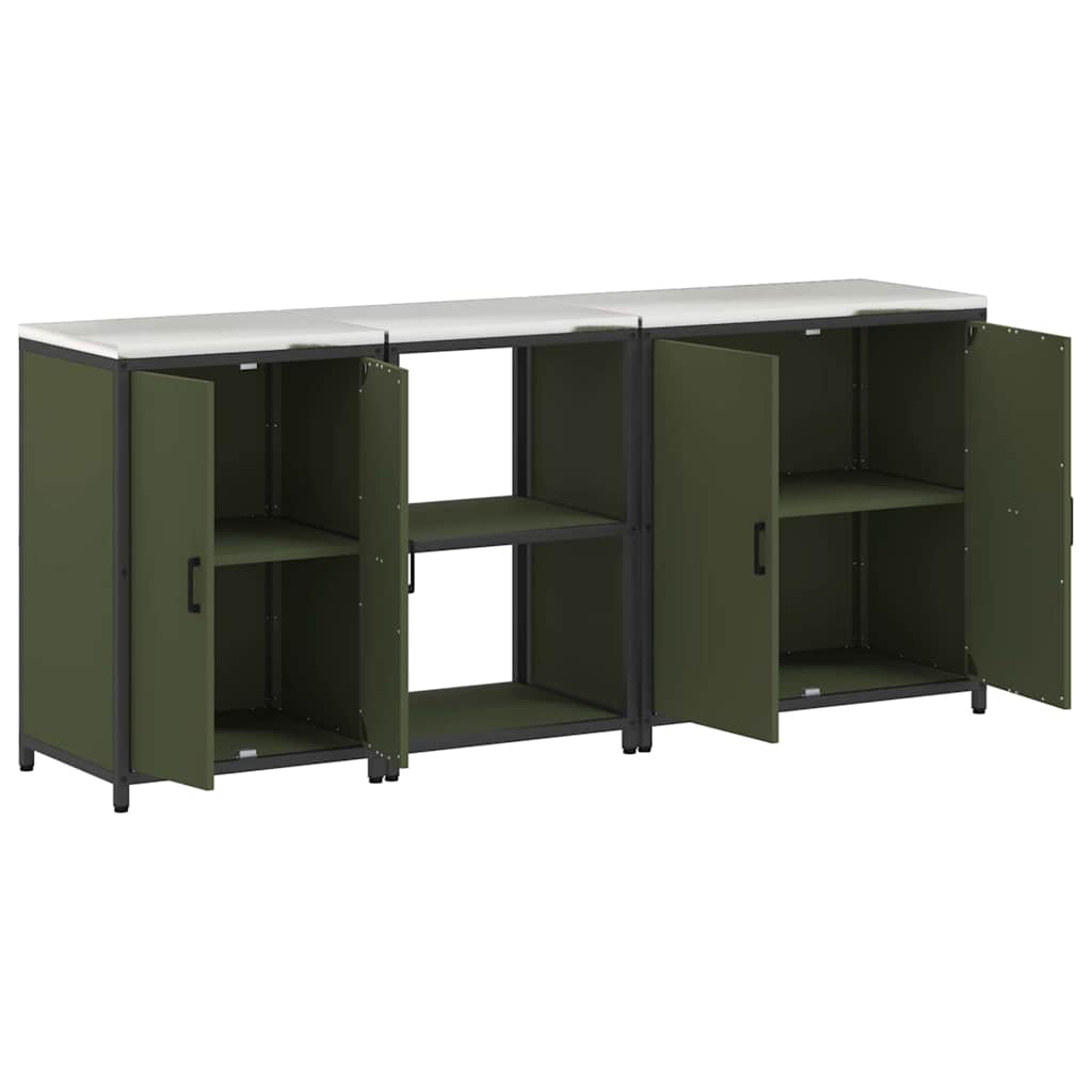 Ensemble de rangement cuisine 3 pcs Vert olive 210 x 50 x 92 cm