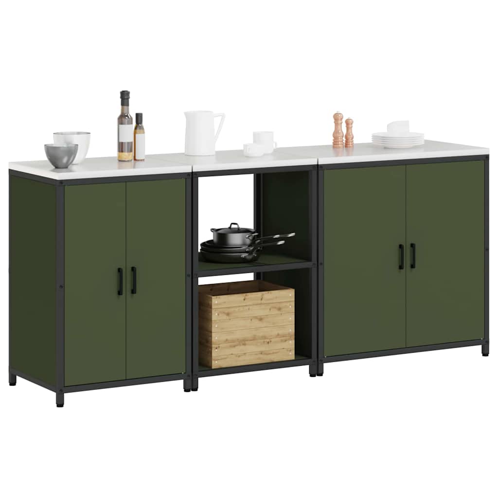 Ensemble de rangement cuisine 3 pcs Vert olive 210 x 50 x 92 cm