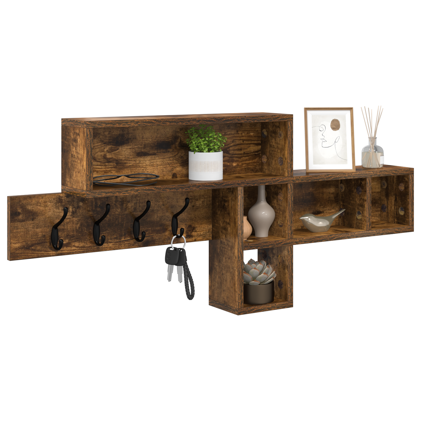Porte-manteau mural avec étagère Chêne fumé 100 x 12 x 43,5 cm