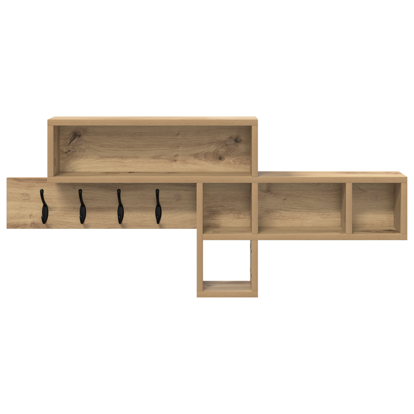 Porte-manteau mural chêne artisanal 100 x 12 x 43,5 cm