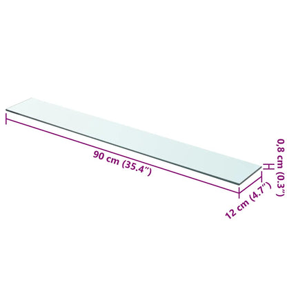 Panneau d’étagère Verre transparent 90 x 12 cm