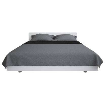 Couvre-lit à double face matelassé 170 x 210 cm Gris et noir