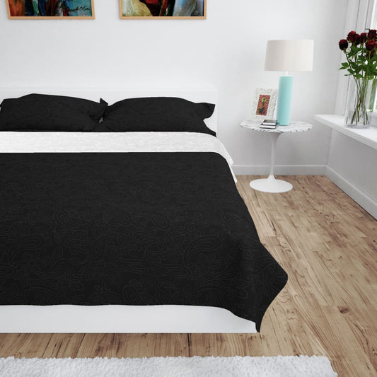 Couvre-lit à double face matelassé 220 x 240 cm Noir et blanc