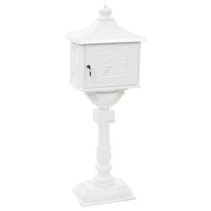 Boîte aux lettres sur pied Aluminium Vintage Antirouille Blanc