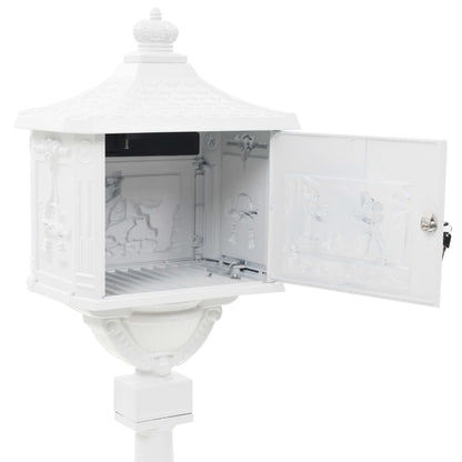 Boîte aux lettres sur pied Aluminium Vintage Antirouille Blanc