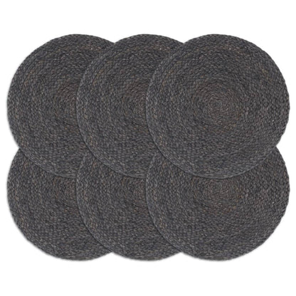 Napperons 6 pcs Gris foncé Plain 38 cm Rond Jute