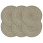 Napperons 6 pcs Gris Plain 38 cm Rond Jute