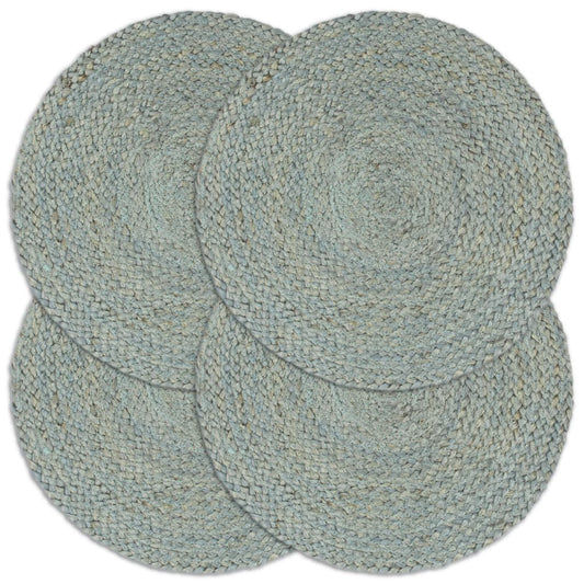 Napperons 4 pcs Vert olive Plain 38 cm Rond Jute