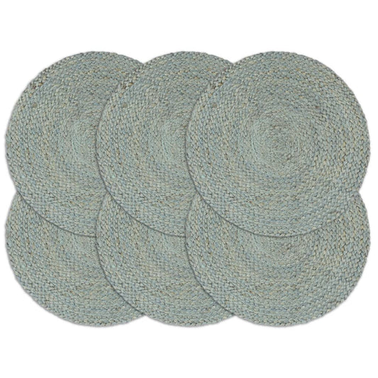 Napperons 6 pcs Vert olive Plain 38 cm Rond Jute