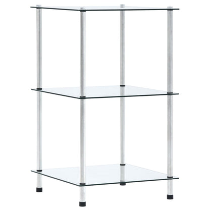 Étagère 3 niveaux Transparent 40x40x67 cm Verre trempé