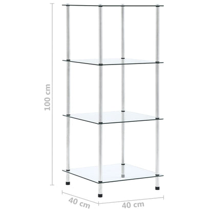 Étagère 4 niveaux Transparent 40x40x100 cm Verre trempé