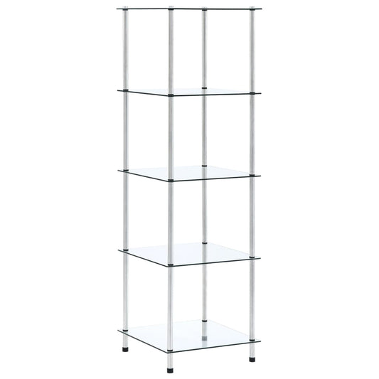 Étagère 5 niveaux Transparent 40x40x130 cm Verre trempé
