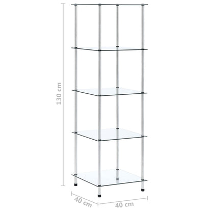 Étagère 5 niveaux Transparent 40x40x130 cm Verre trempé