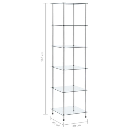 Étagère 6 niveaux Transparent 40x40x160 cm Verre trempé