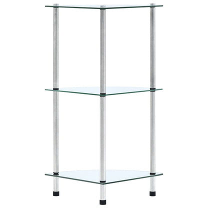 Étagère 3 niveaux Transparent 30x30x67 cm Verre trempé