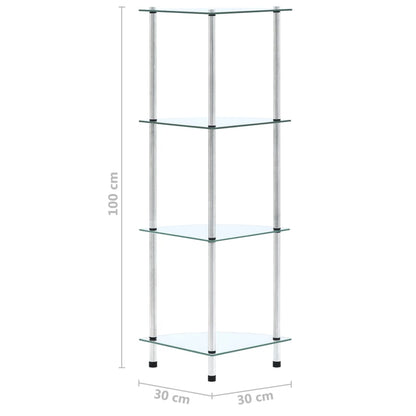 Étagère 4 niveaux Transparent 30x30x100 cm Verre trempé