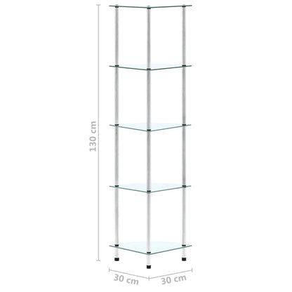 Étagère 5 niveaux Transparent 30x30x130 cm Verre trempé
