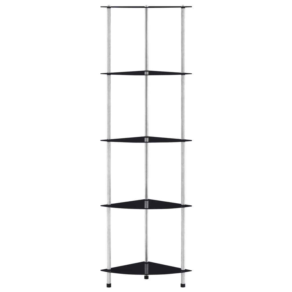 Étagère 5 niveaux Noir 30x30x130 cm Verre trempé