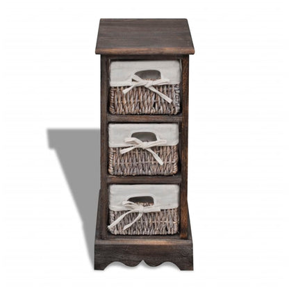 Étagère de rangement Bois Marron 3 paniers en tissage
