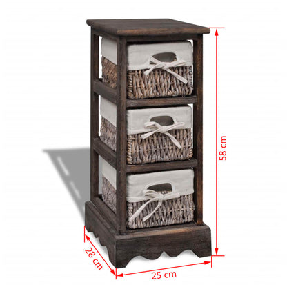 Étagère de rangement Bois Marron 3 paniers en tissage