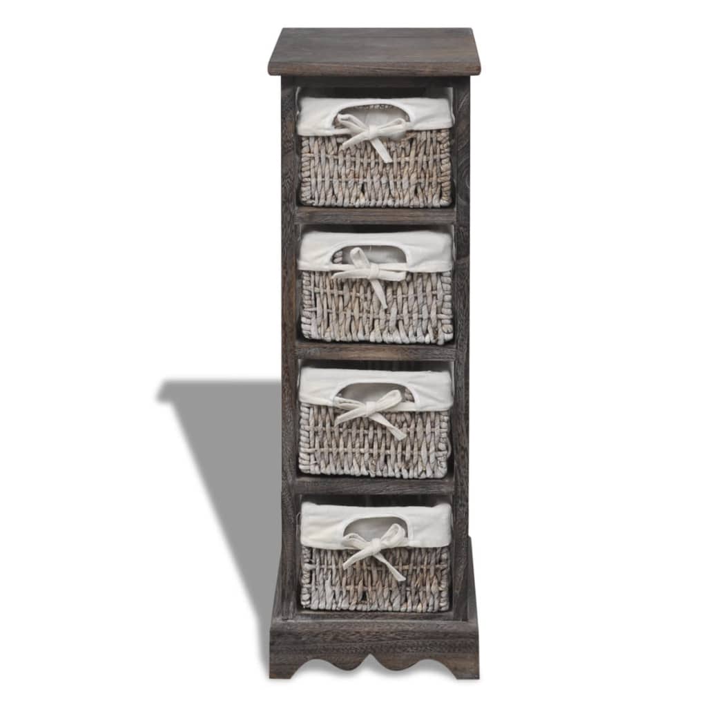 Étagère de rangement Bois Marron 4 paniers en tissage