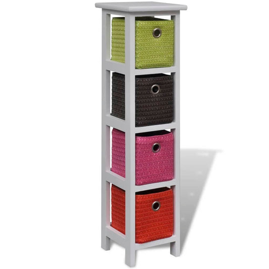 Étagère de rangement et paniers multicolores Bois de Paulownia
