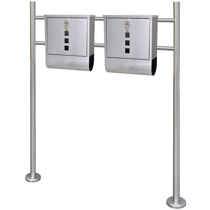 Double boîte à lettre sur support en acier inoxydable