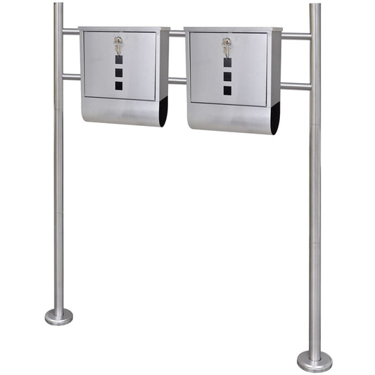 Double boîte à lettre sur support en acier inoxydable