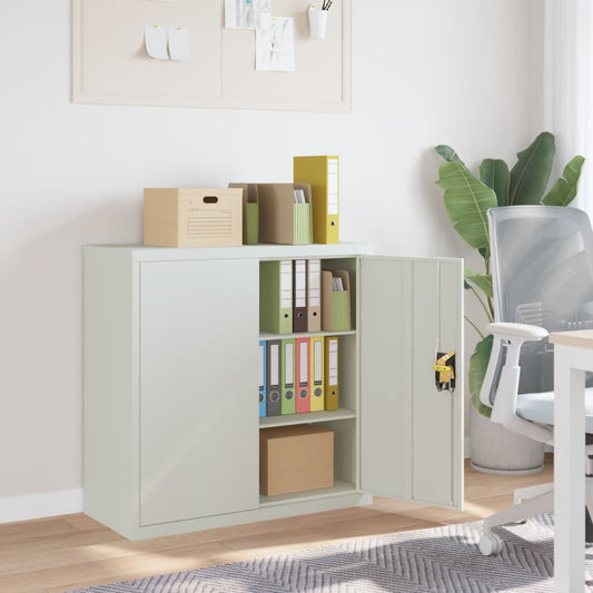 Armoire de bureau avec 2 portes Gris 90 cm Acier