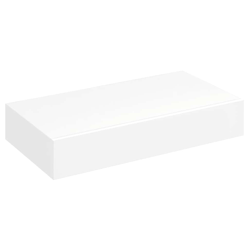 Étagère murale avec 1 tiroir MDF Blanc Rangement de livres/DVD