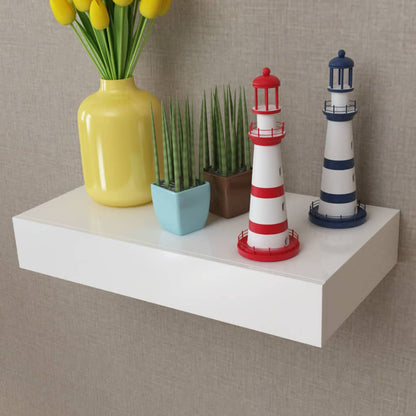 Étagère murale avec 1 tiroir MDF Blanc Rangement de livres/DVD