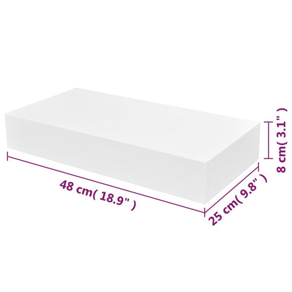 Étagère murale avec 1 tiroir MDF Blanc Rangement de livres/DVD