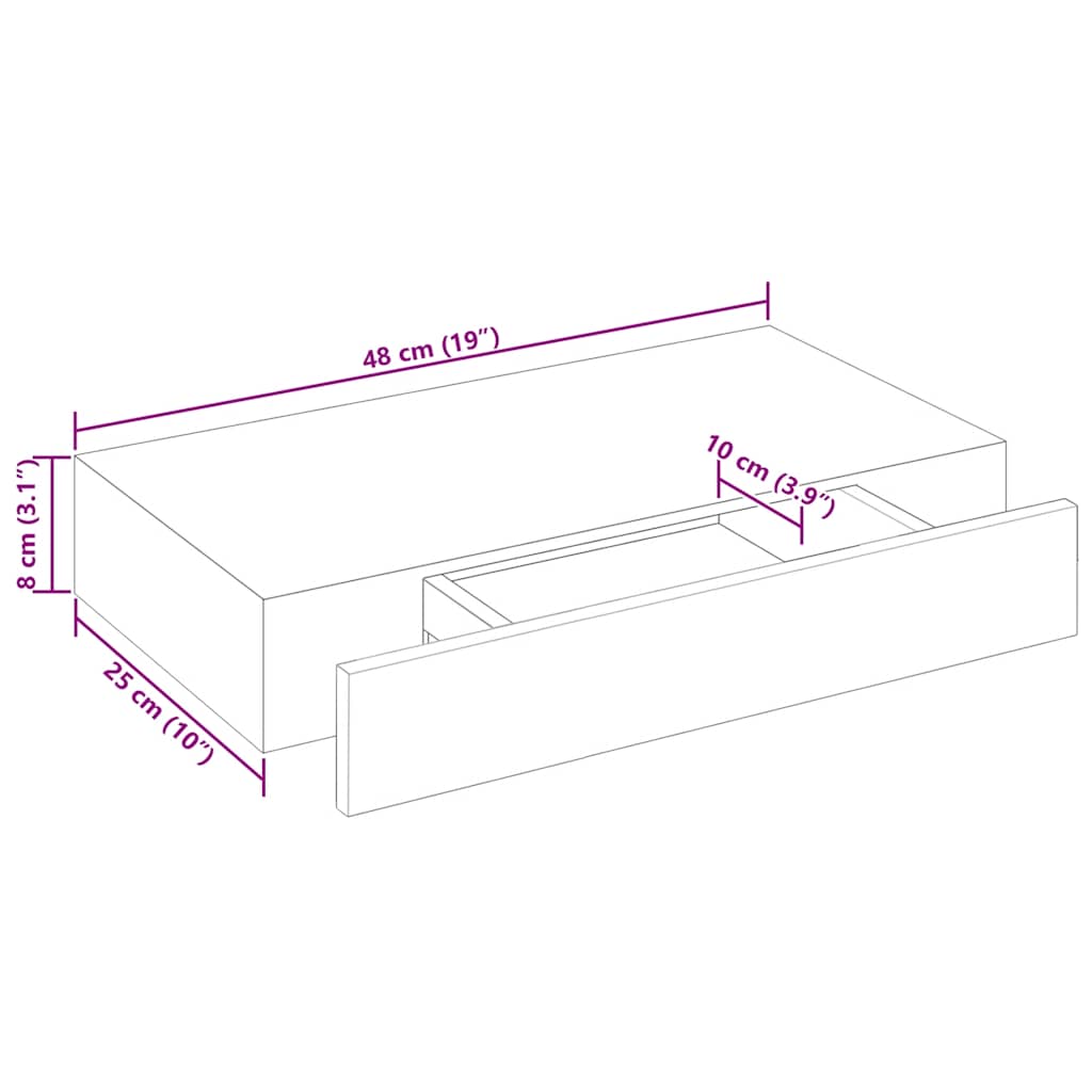 Étagère murale avec 1 tiroir MDF Blanc Rangement de livres/DVD