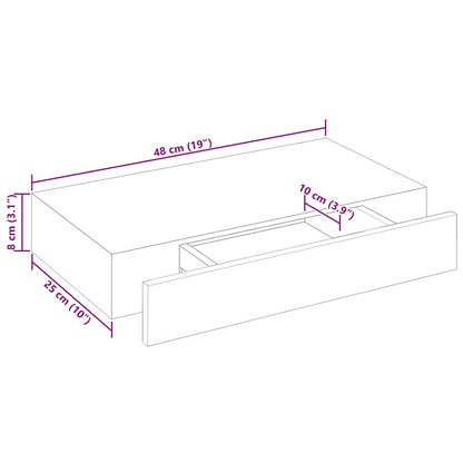 Étagère murale avec 1 tiroir MDF Blanc Rangement de livres/DVD