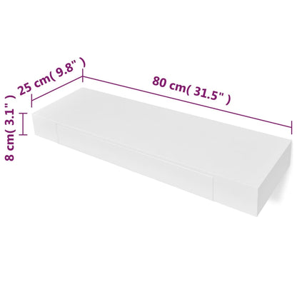 Étagère murale avec 1 tiroir MDF Blanc Rangement de livres/DVD