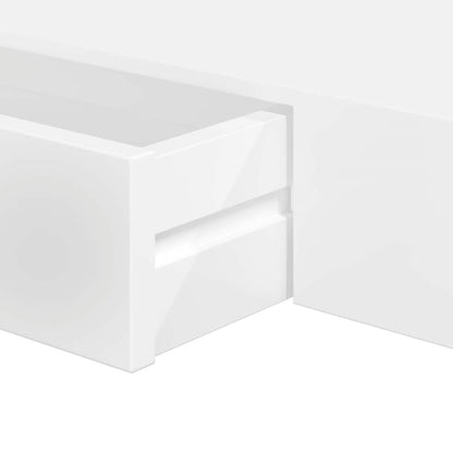 Étagère murale avec 1 tiroir MDF Blanc Rangement de livres/DVD