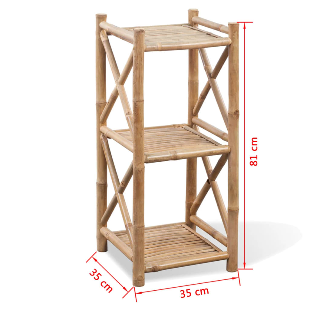 Étagère à 3 niveaux carré bambou